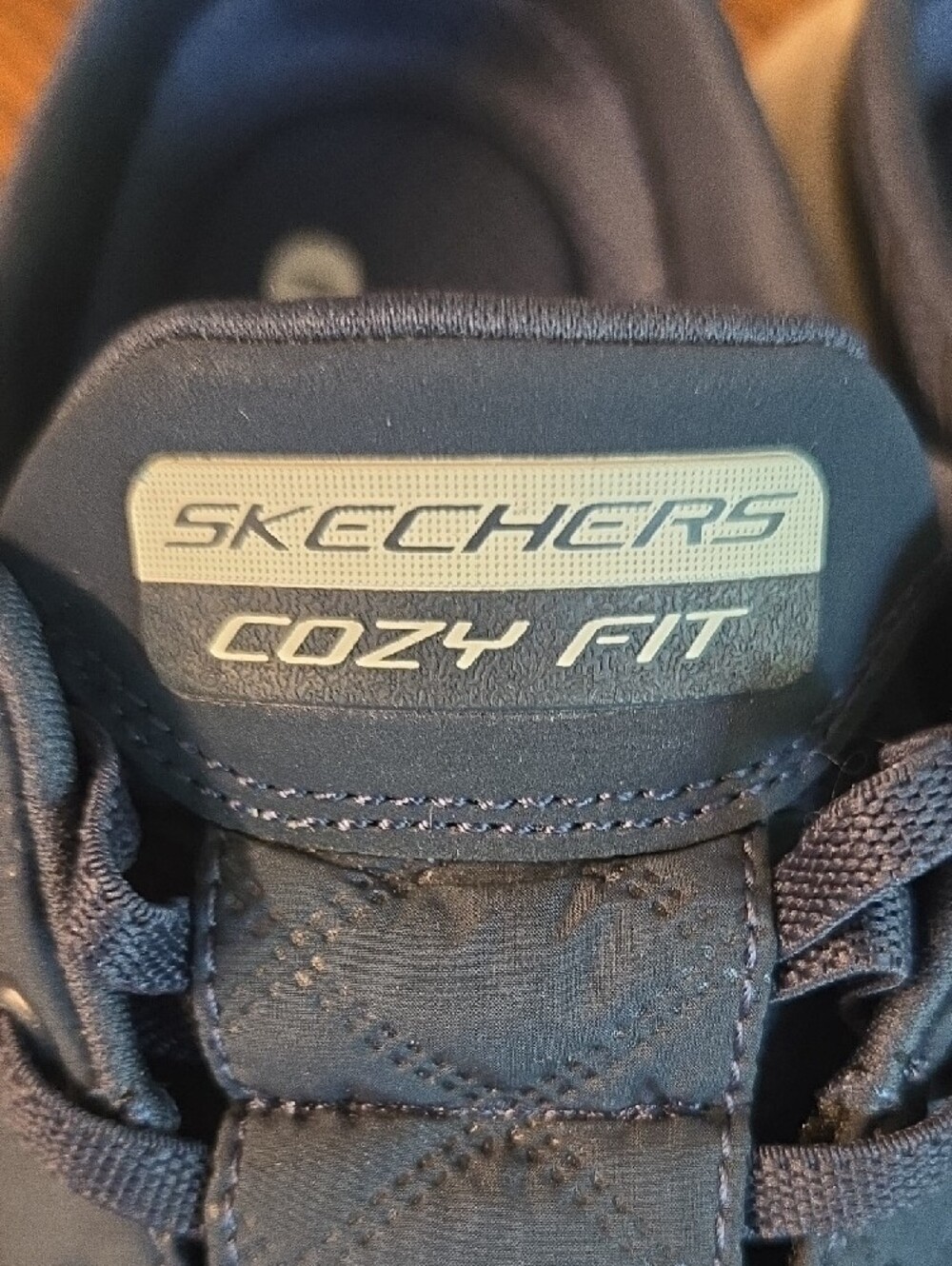 Skechers Cozy Fit Quilted Dark Blue Lace-Up Sneakers - Picture 8 of 8